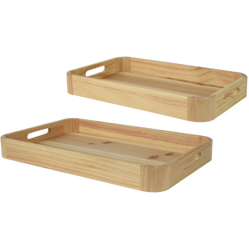 Kaemingk Kaemingk Set of 2 Deco Plate Pinewood Trays