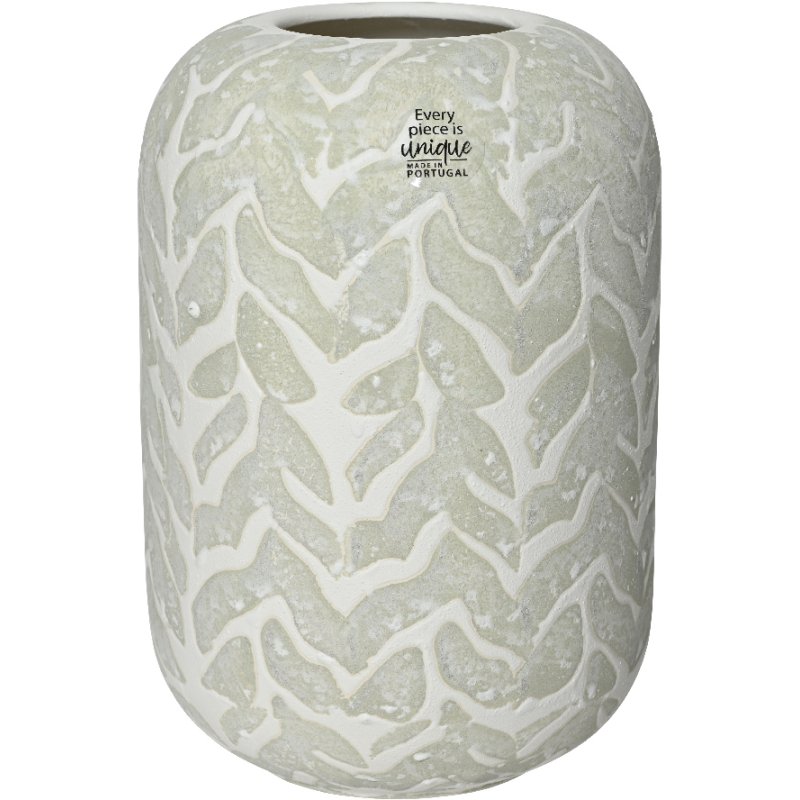 Kaemingk Kaemingk Green and White Reactive Glaze Earthenware Vase