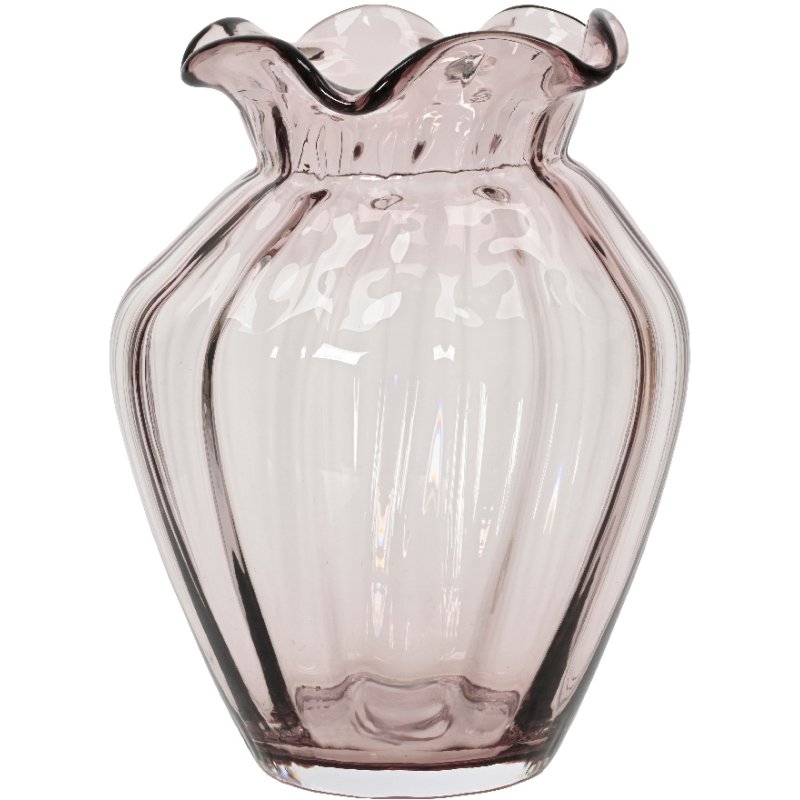 Kaemingk Kaemingk Soft Pink Petal Design Glass Vase