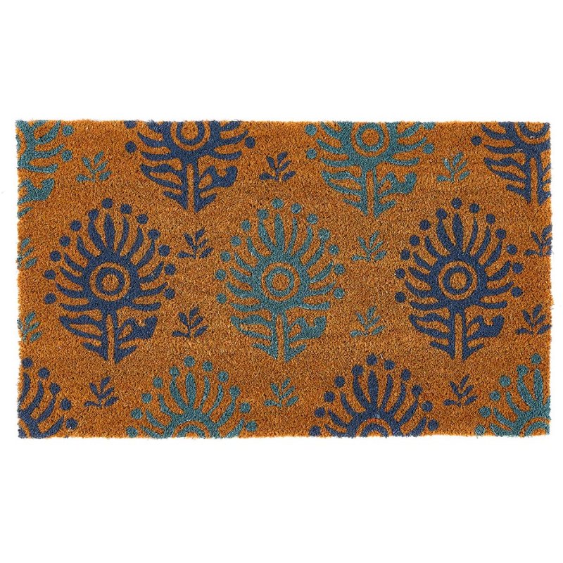 Hug Rug My Mat Printed Coir Ikat Blues 45x75cm