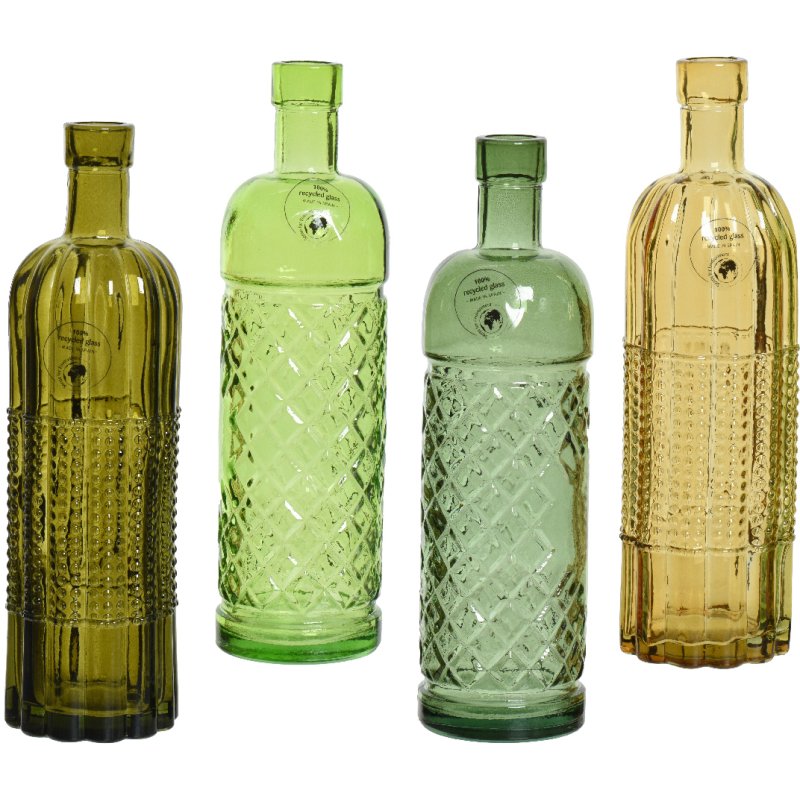 Kaemingk Recycled Glass Green Bottles assorted