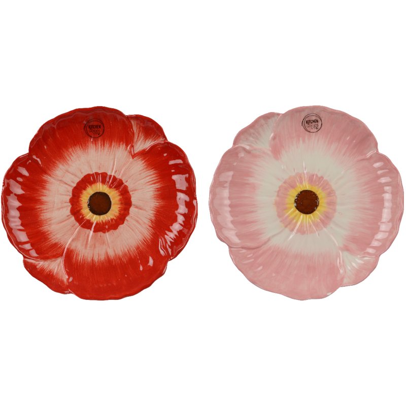 Kaemingk Assorted Dolomite Shiny Poppy Breakfast Plate top view