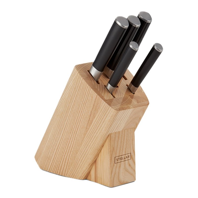 Stellar Poise 5 Piece Knife Block Set Wood