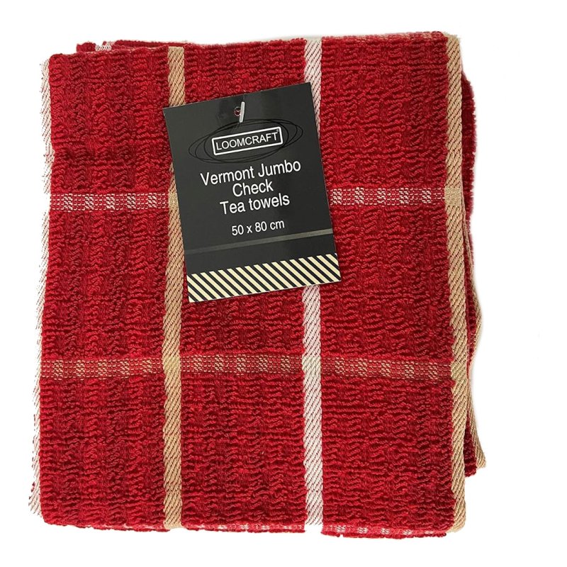 Loomcraft Loomcraft Supersoft Jumbo Red Check Tea Towel