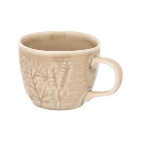 Siip Leaf Embossed Mug Beige tilted view