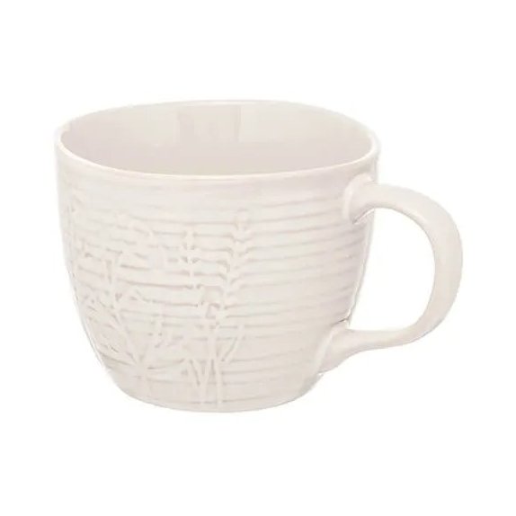 Siip Leaf Embossed Mug White tilted view