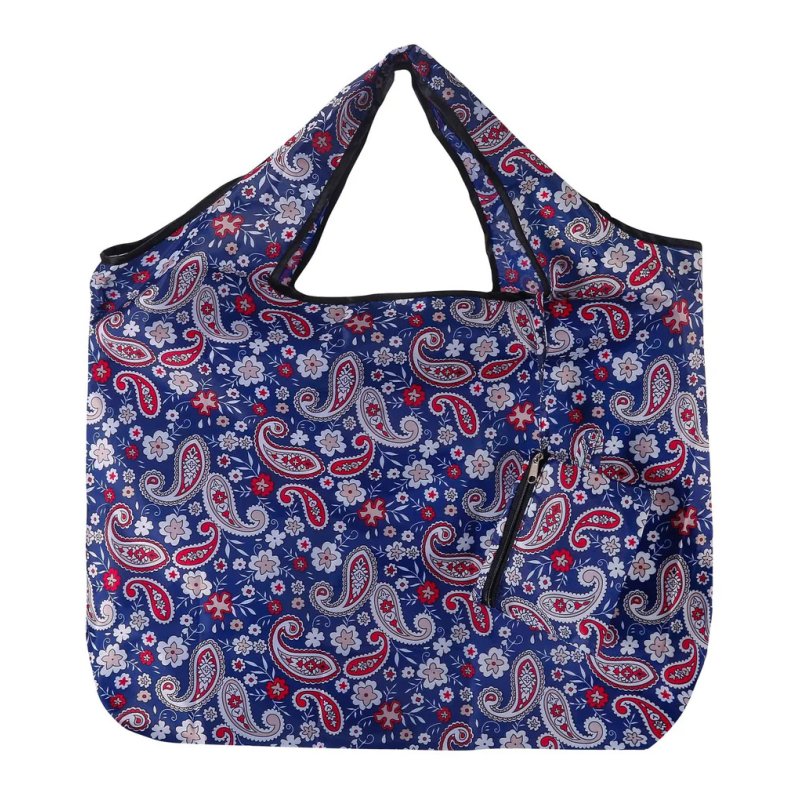 Eco Chic Eco Chic Blue Paisley Large Reusable Foldable Shopper Bag