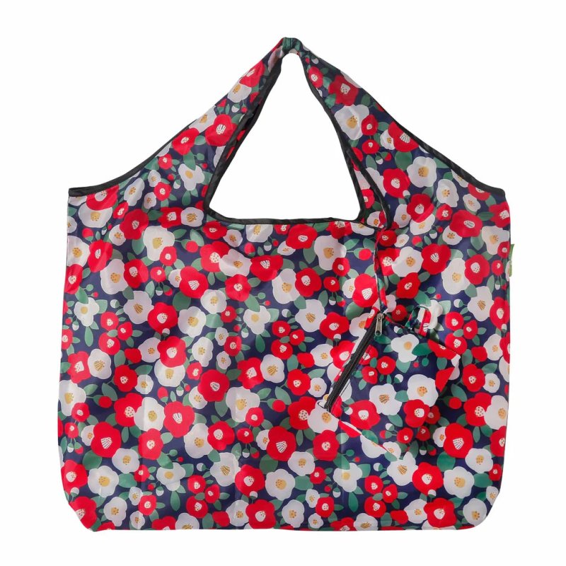 Eco Chic Eco Chic Red Floral Large Reusable Foldable Shopper Bag