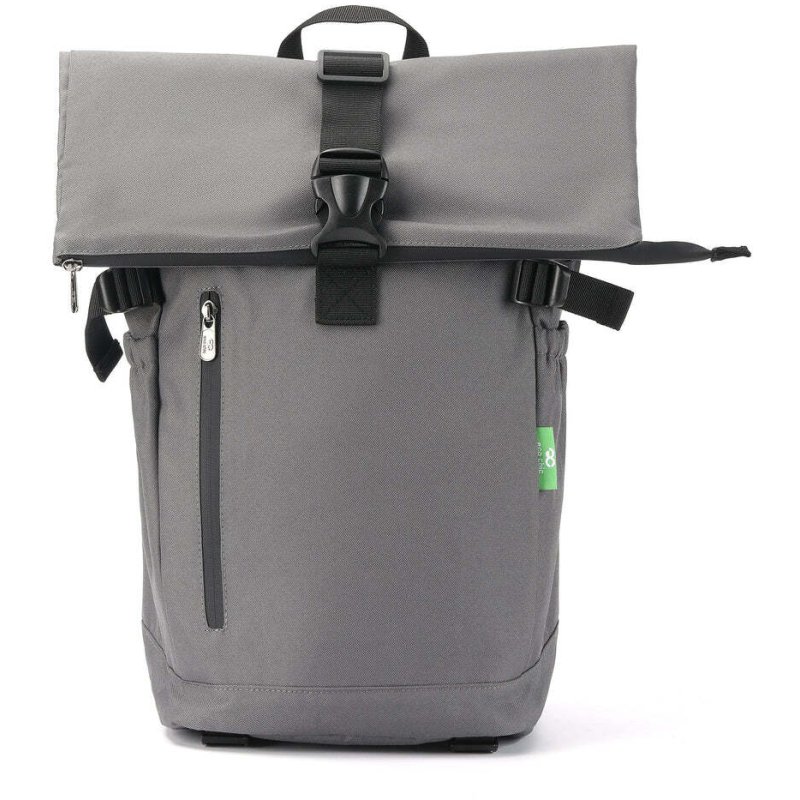 Eco Chic Eco Chic Charcoal Recycled Canvas Roll Top Backpack