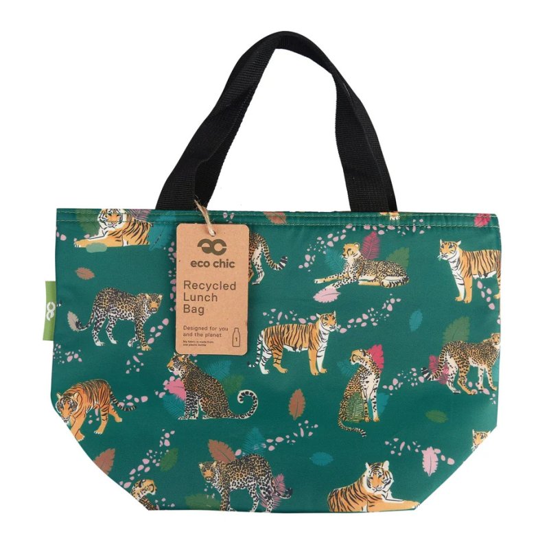 Eco Chic Eco Chic Wild Cat Green Insulated Foldable Lunch Bag