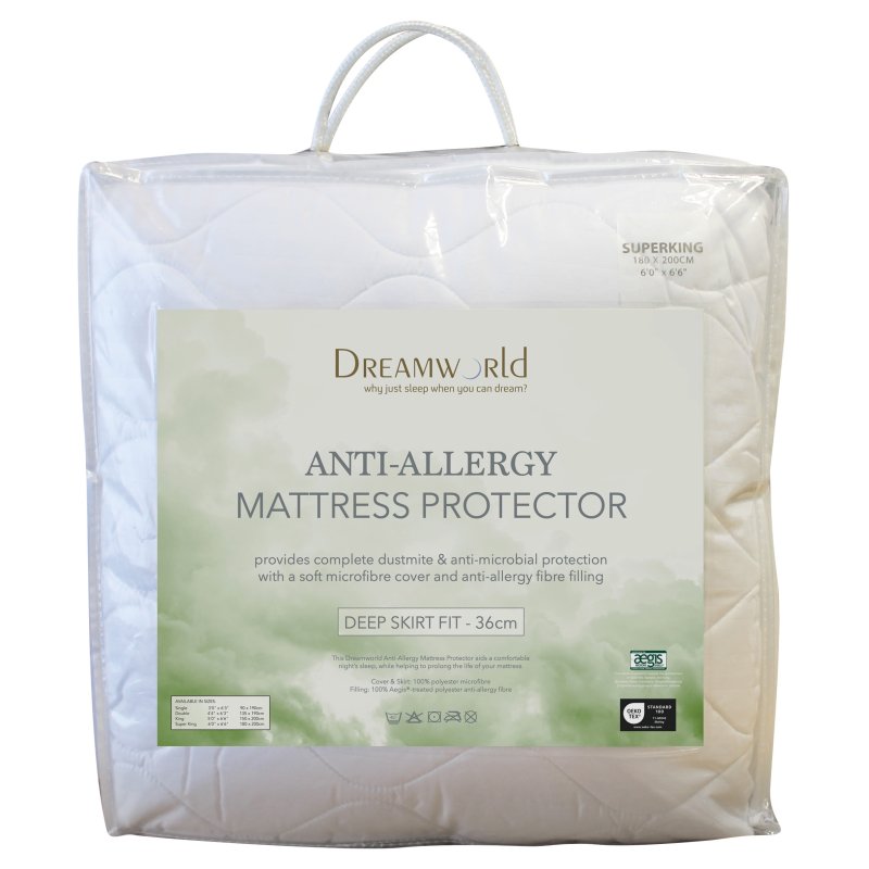 Dreamworld Anti Allergy Mattress Protector in packaging