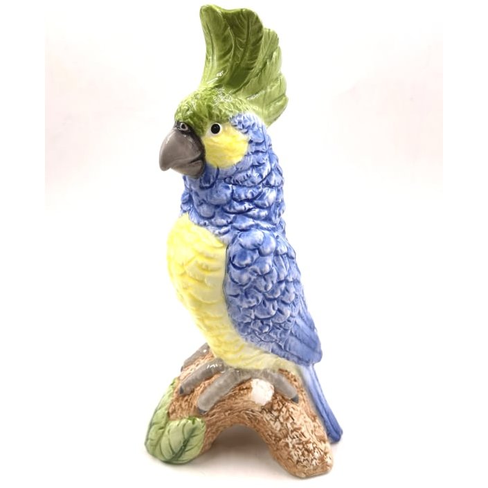 McGowan Rutherford McGowan Rutherford Blue & Yellow Parrot on Perch Ceramic Vase