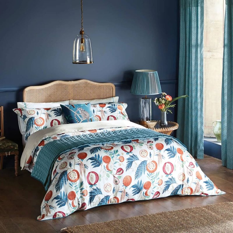 Sanderson Jackfruit Duvet Cover Set Indigo & Papaya