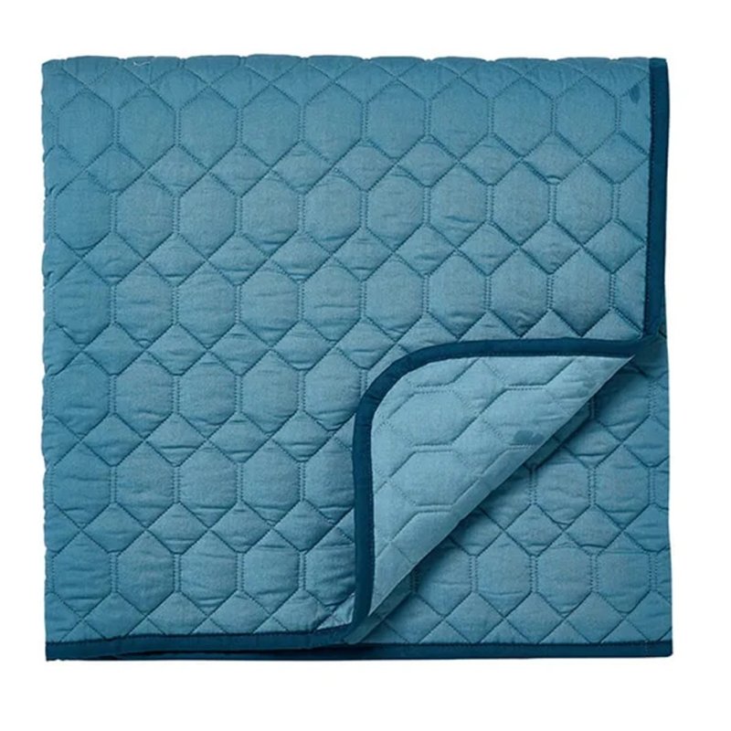 Sanderson Jackfruit Quilted Throw Indigo & Papaya