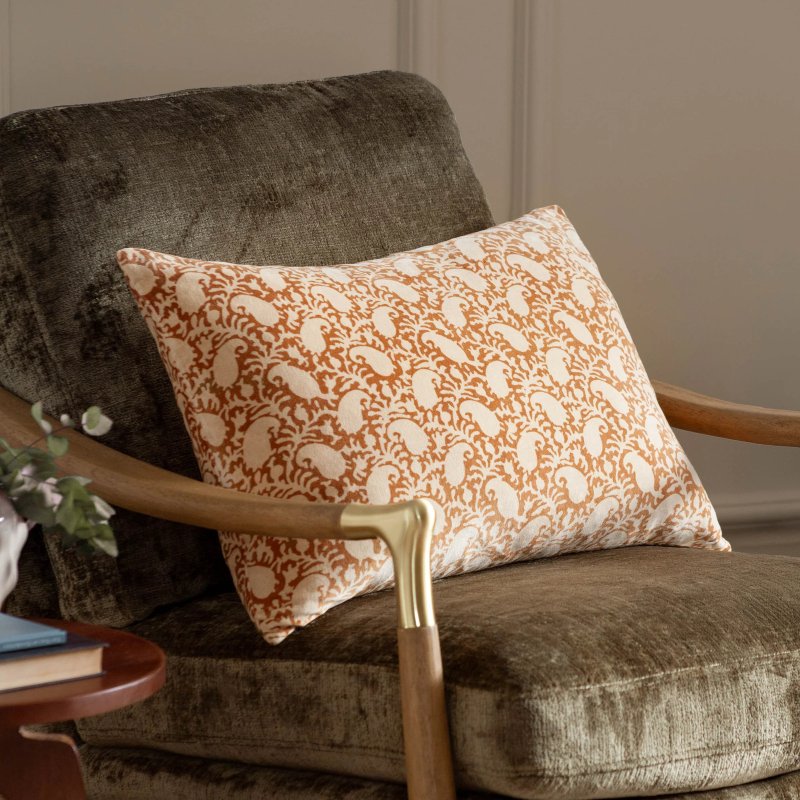 Paoletti Paoletti Boteh Bronze & Natural Printed Velvet Cushion