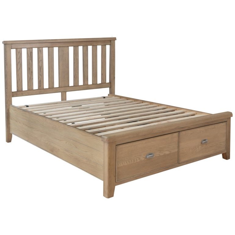 Heritage Oak Wooden Bedframe & End Drawers