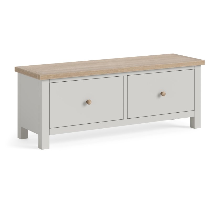 Cottage Collection Large 2 Drawer Bench In Grey