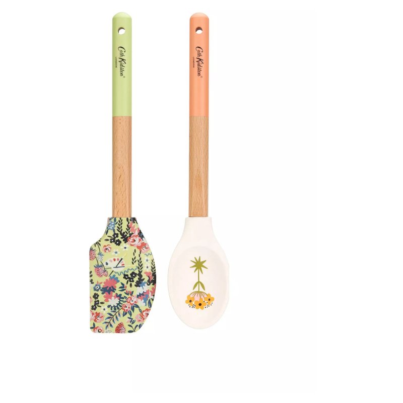 Cath Kidston Cath Kidston Painted Table Silicone & Wood 2 Piece Utensil Set