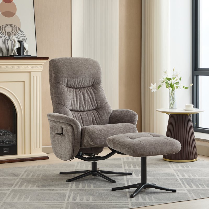 Nevada Swivel Chair & Stool Set In Ash Fabric lifestyle