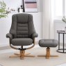 Sardinia Cinder Leather Chair And Stool Set front on lifestyle image of the chair and stool