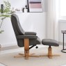 Sardinia Cinder Leather Chair And Stool Set side on lifestyle image of the chair and stool