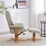 Sardinia Mushroom Leather Chair And Stool Set side on lifestyle image of the chair and stool
