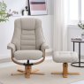 Sardinia Mushroom Leather Chair And Stool Set front on lifestyle image of the chair and stool