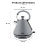 Tower Sera 1.7L 3kw Kettle Smoked Grey Dimensions