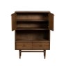 G Plan Marlow Walnut Display Cabinet front on image of the cabinet with open doors on a white background