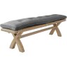 Aldiss Own Heritage Editions Oak 1.8m Bench and Light Grey Check Cushion