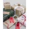 Scene of Pack Of Gold Deer Gift Wrap showing presents