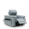 Drake Power Recliner Chair With Head Tilt angled image of the chair with foot rest up on a white background