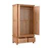 Gloucester Oak Double Door Wardrobe With 2 Drawers angled image of the wardrobe with open doors on a white background