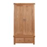 Gloucester Oak Double Door Wardrobe With 2 Drawers front on image of the wardrobe on a white background