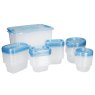 KitchenCraft 50-Piece Plastic Meal Prep Container Set all pieces stacked