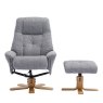 Dubai Plush Pebble Swivel Chair And Stool Set front on image of the set on a white background