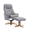 Dubai Plush Pebble Swivel Chair And Stool Set angled image of the set on a white background