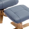 Hawaii Petrol Blue Leather Swivel Chair And Stool Set close up image of the set on a white background