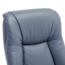 Hawaii Petrol Blue Leather Swivel Chair And Stool Set front on image of the set on a white background