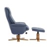 Hawaii Petrol Blue Leather Swivel Chair And Stool Set side on image of the set on a white background