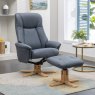 Hawaii Petrol Blue Leather Swivel Chair and Stool Set