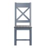 Heritage Editions Blue Ladder Back Dining Chair With Dark Grey Fabric Seat on a white background