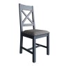 Heritage Editions Blue Ladder Back Dining Chair With Dark Grey Fabric Seat on a white background