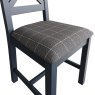 Heritage Editions Blue Ladder Back Dining Chair With Dark Grey Fabric Seat on a white background