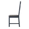 Heritage Editions Blue Ladder Back Dining Chair With Dark Grey Fabric Seat on a white background