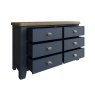 Heritage Editions Blue 6 Drawer Chest angled image of the chest with open drawers on a white background