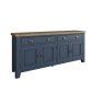 Heritage Editions Blue 4 Door Sideboard angled image of the sideboard on a white background