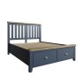 Heritage Editions Blue King Size Wooden Bed Frame angled image of the bed on a white background