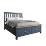 Heritage Editions Blue King Size Wooden Bed Frame lifestyle image of the bed on a white background