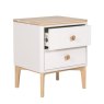 Anders Cashmere Bedside Table angled image of the table with open drawer on a white background